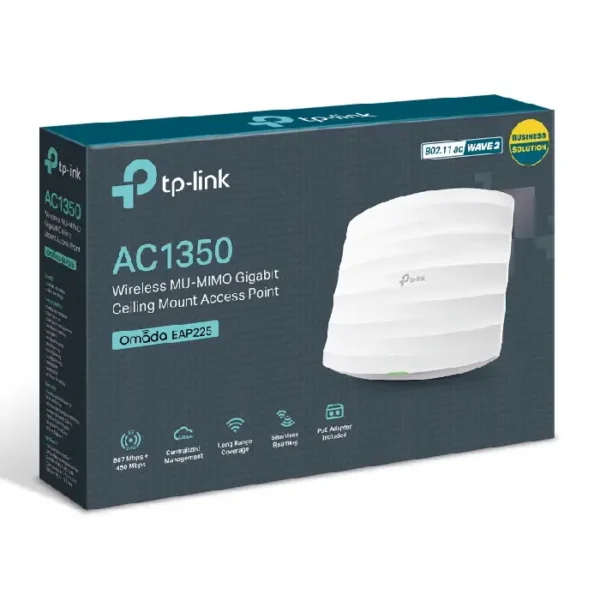 point dacces tp-link eap225 wifi mesh bi-bande ac1350 poe gigabit plafonnier