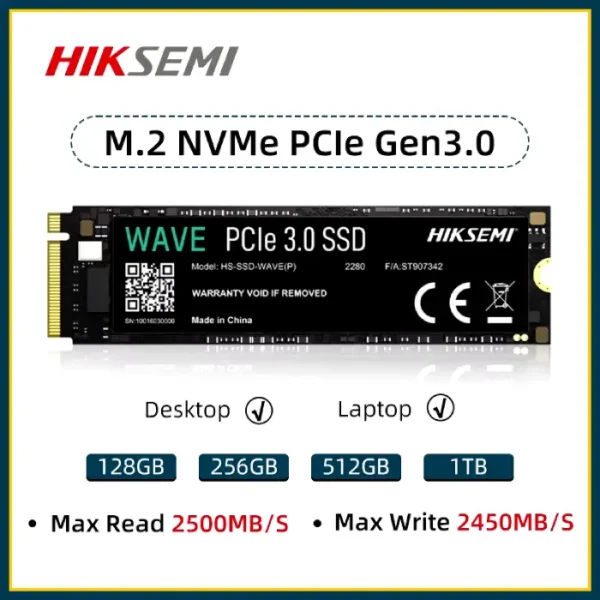 disque dur ssd pcie m.2 nvme hiksemi wave pro 256go