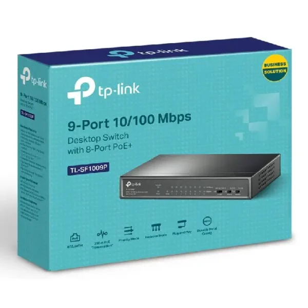 switch tp-link tl -f1009p 9 ports 10/100 mbps 8 ports poe